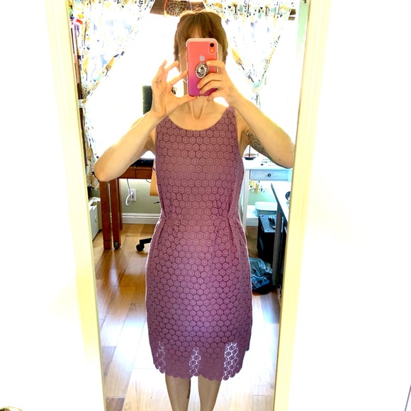 Lilac Crochet Sheath Anthropologie Dress Size Four - Picture 6 of 7